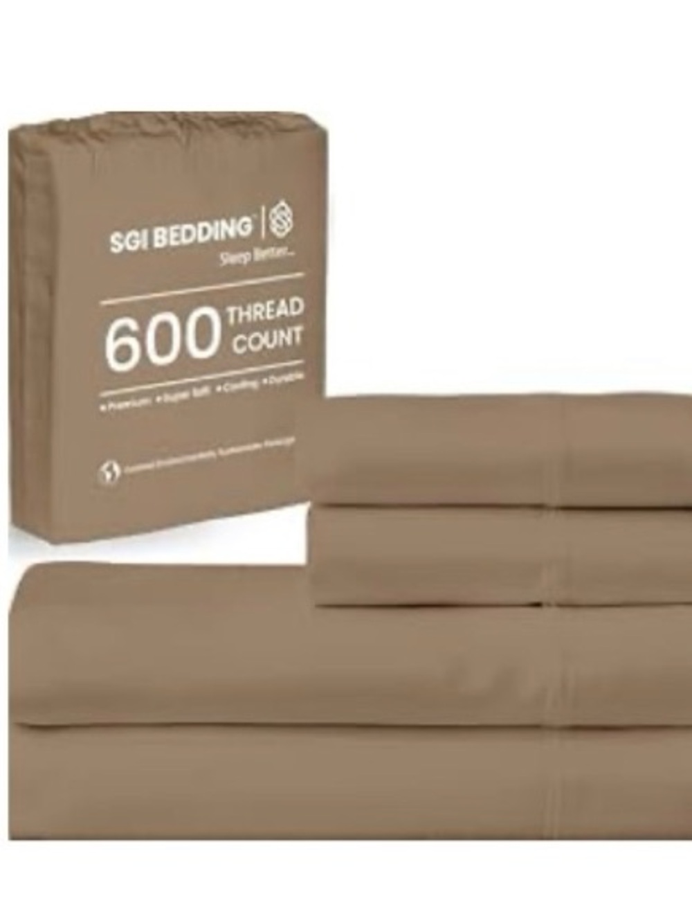 RV King sized SGI Egyptian Cotton 600 TC Sheet Set - solid Taupe